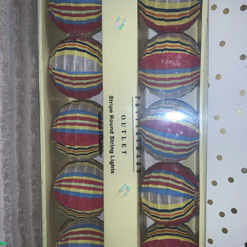 Pottery Barn Outlet String Lights Indoor Outdoor Multi Color Stripe Summer New